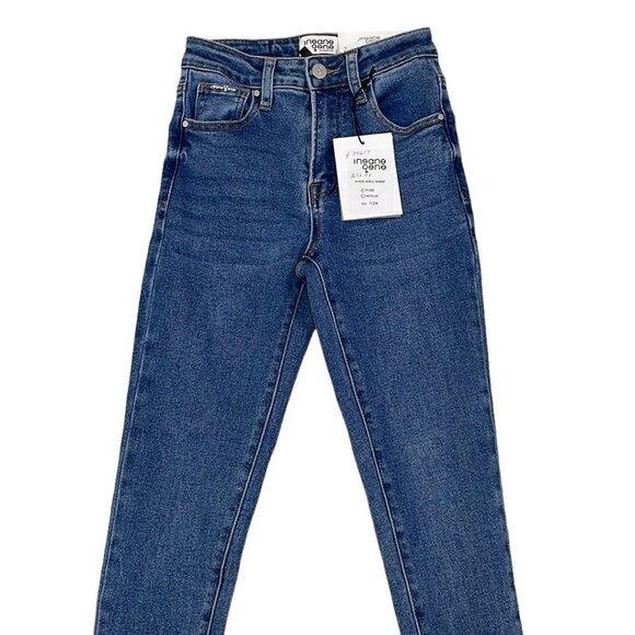 Insane Gene Jeans NWT Hi-Rise Ankle Skinny Medium Wash Blue Denim Size 1 24 - Picture 2 of 13